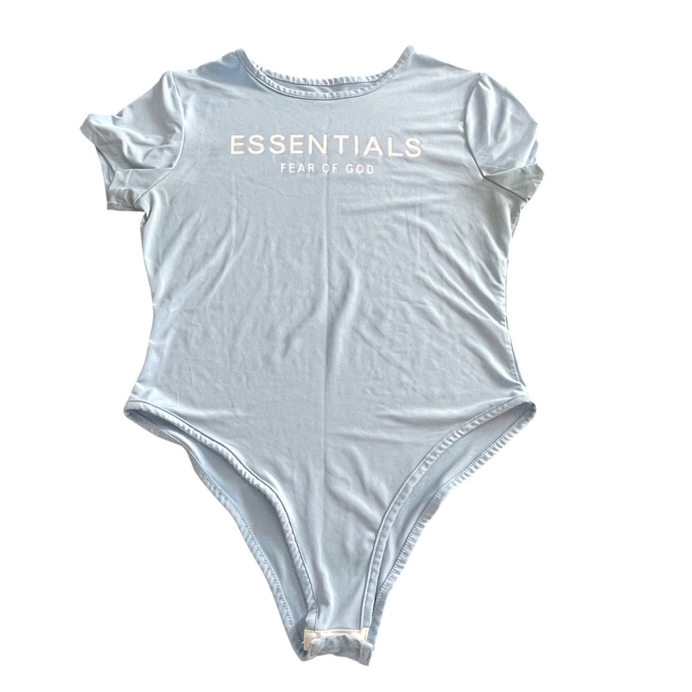 ESSENTIALS FEAR OF GOD Light Blue Short‎ Sleeve Bodysuit Women's